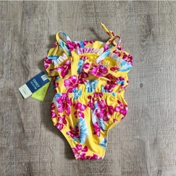Genuine Kids Yellow Floral Baby Swimsuit NWT - Picture 2 of 4